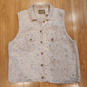 Vintage Liz Claiborne Lizwear Knit Sweater Vest Speckled Button Front L